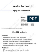 Case: Eureka Forbes LTD.: Managing The Sales Effort