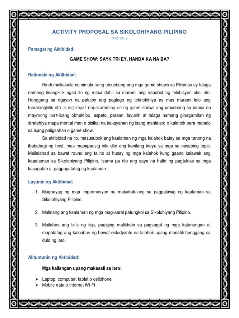 Activity Proposal | PDF