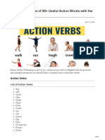 Action Verbs List of 50 Useful Action Words with the Pictures