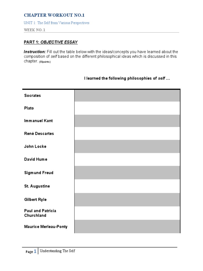 Week Chapter Workout No1,2,3 | PDF | Idea | Western Philosophy