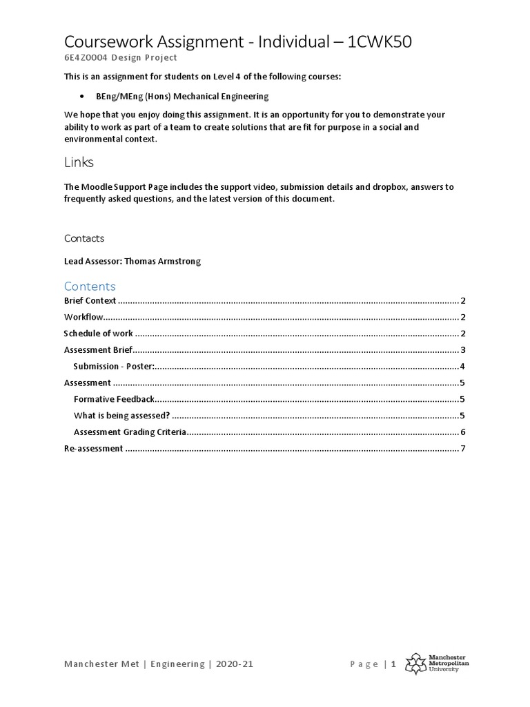Coursework Assignment - Individual - 1CWK50: Links | PDF | Educational ...