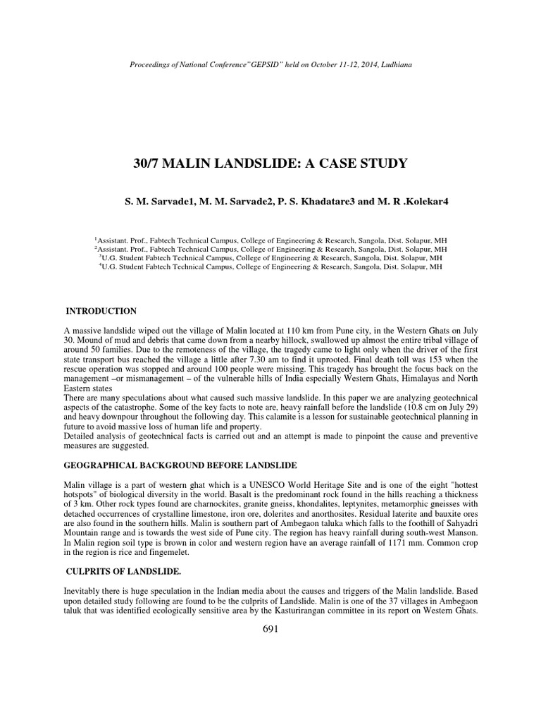 Malin Landslide: Causes and Analysis | PDF | Landslide | Soil