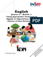 English: Quarter 4 - Module 1: Using Appropriate Grammatical Signals or Expressions To Each Pattern of Idea Development