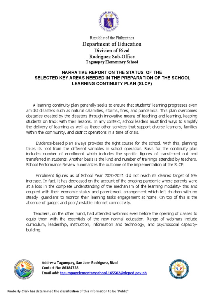 Narrativereport Slcp-Related | PDF | Learning | Teachers