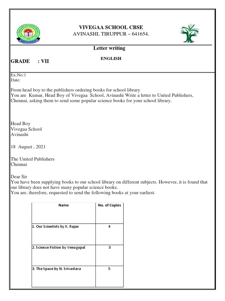 Grade VII Letter Writing Tasks | PDF | Religion & Spirituality