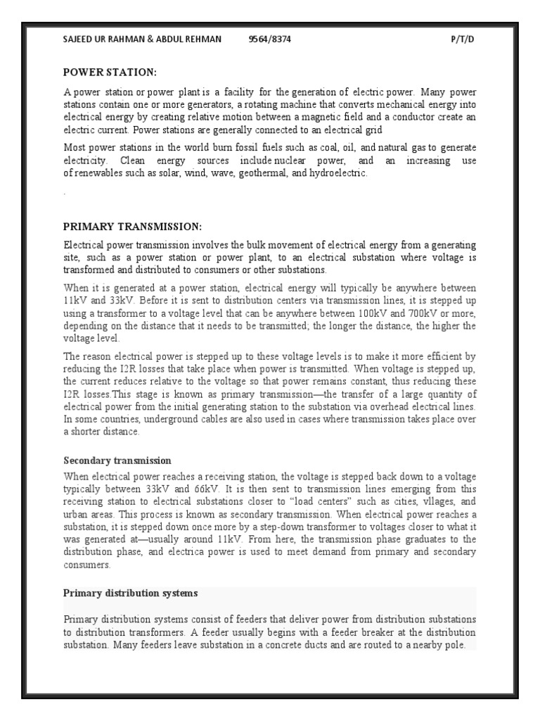 What Is Power Station PDF Electric Power Distribution Power Station