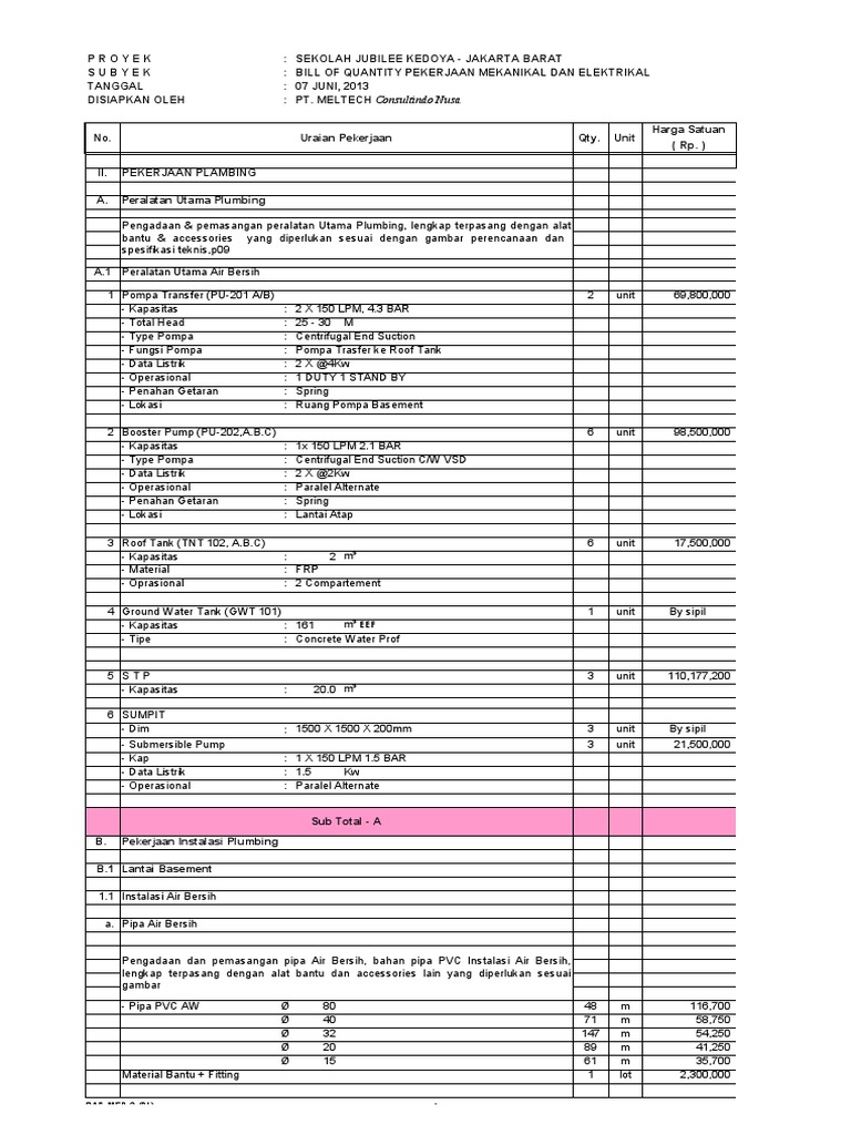 BQ MEP Penawaran 3 | PDF