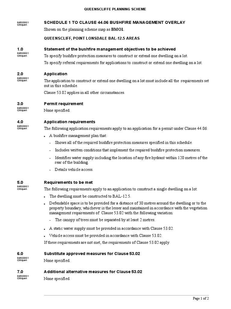 Bushfire Management Overlay Requirements | PDF | Wildfire