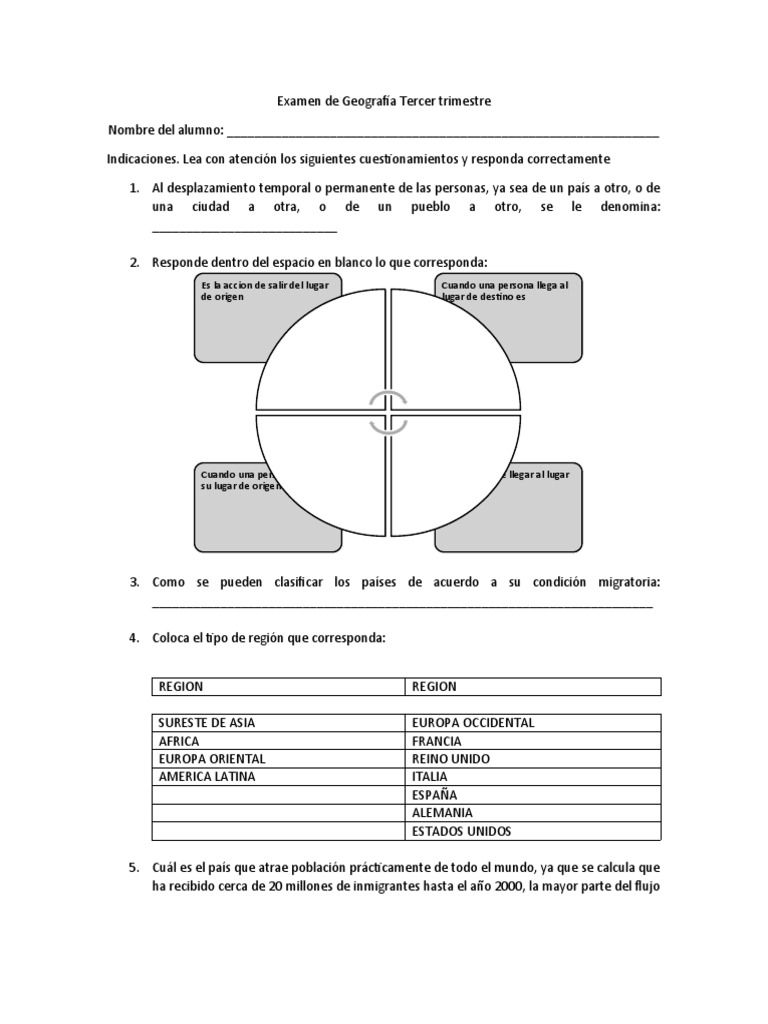 Examen Geografía Tercer Trimestre | PDF | Agricultura | Materia prima