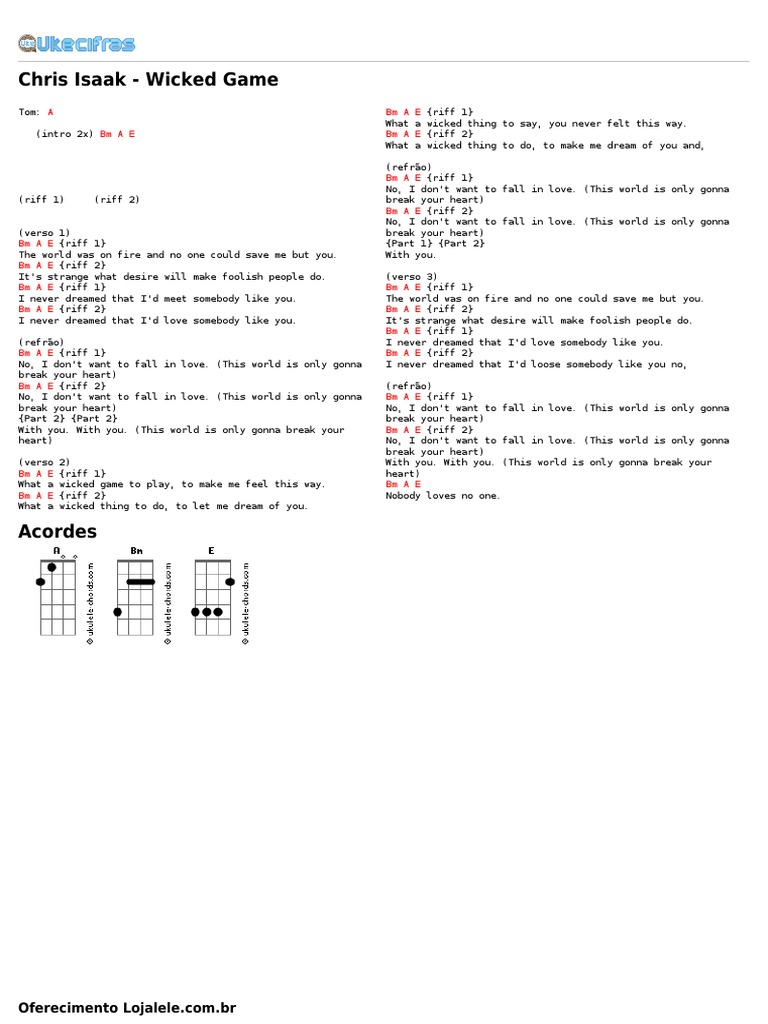 Chris Isaak Wicked Game (Uke Cifras) PDF