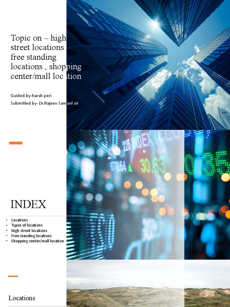 Topic On High Street Locations, Free Standing Locations, Shop Center