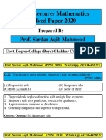 PPSC Lecturer Mathematics Solved Paper 2020