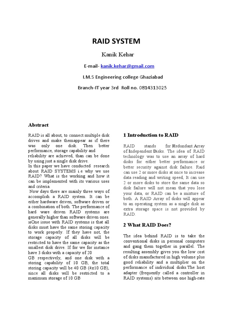 Understanding RAID Systems and Levels | PDF | Hard Disk Drive ...