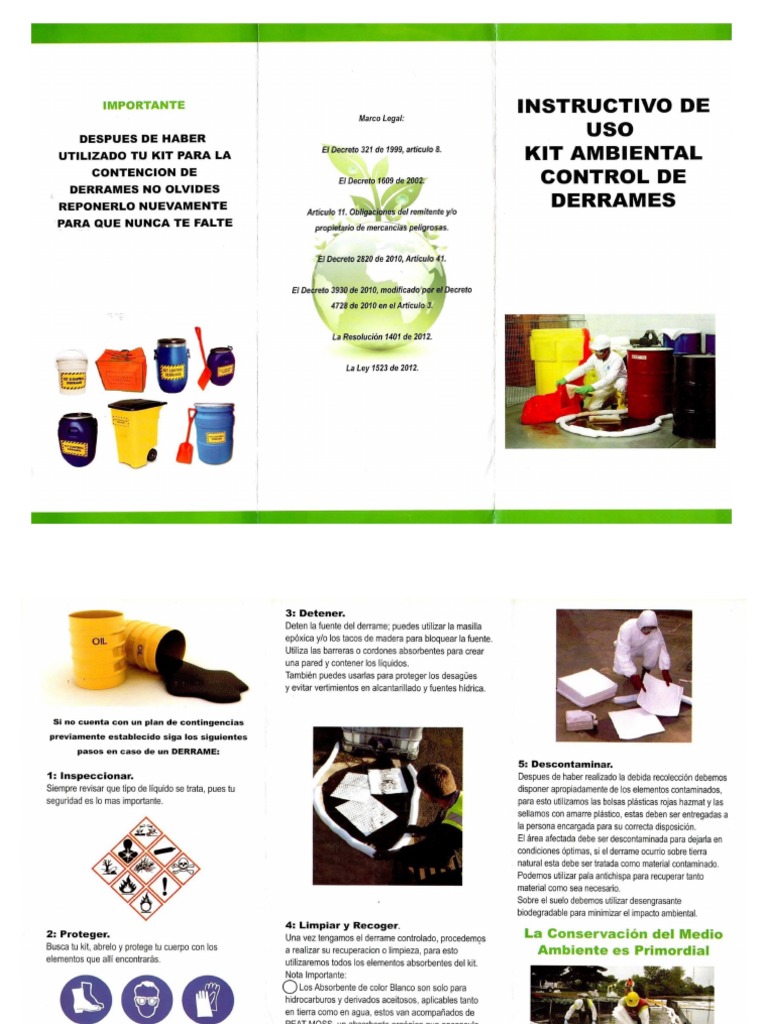 Instrutivo de Uso Kit Ambiental Control de Derrames PDF | PDF