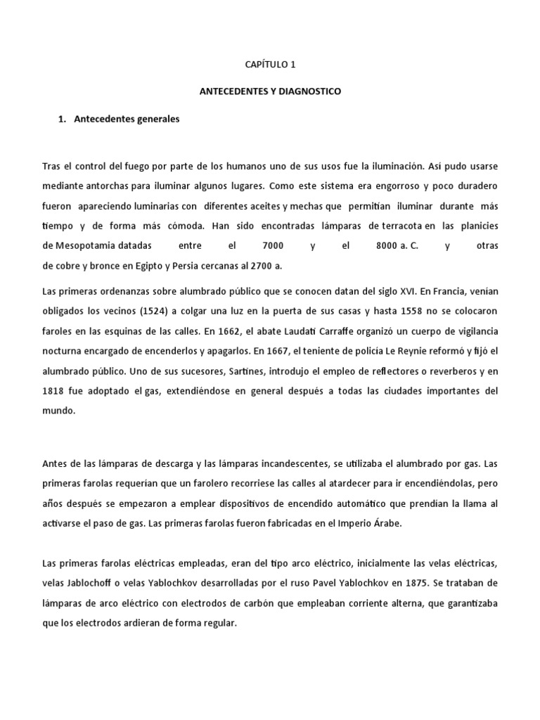 Historia del Alumbrado Público | PDF | Luz de la calle | Ligero