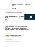 Pasos para La Elaboracion de La Investigacion de 1 Tema Con 9 Subtemas