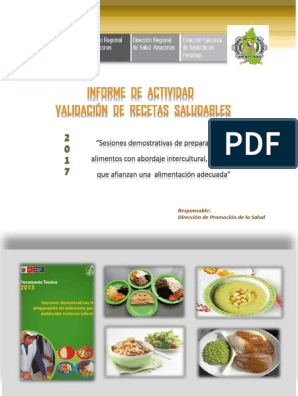 2017 - Informe de La Actividad Validación de Recetas Saludables | PDF |  Desnutrición | Nutrición