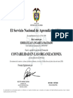 Certificado Curso Contabilidad en Las Organizaciones