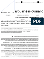 MEASURING CUSTOMER RELATIONSHIPS_ WHAT GETS MEASURED REALLY DOES GET MANAGED - Ivey Business Journal