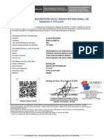 Constancia de inscripción en Registro Nacional de Grados y Títulos