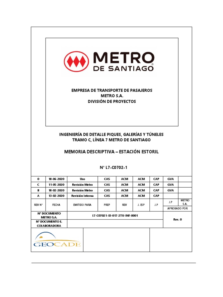 Empresa de Transporte de Pasajeros Metro S.A. División de Proyectos ...