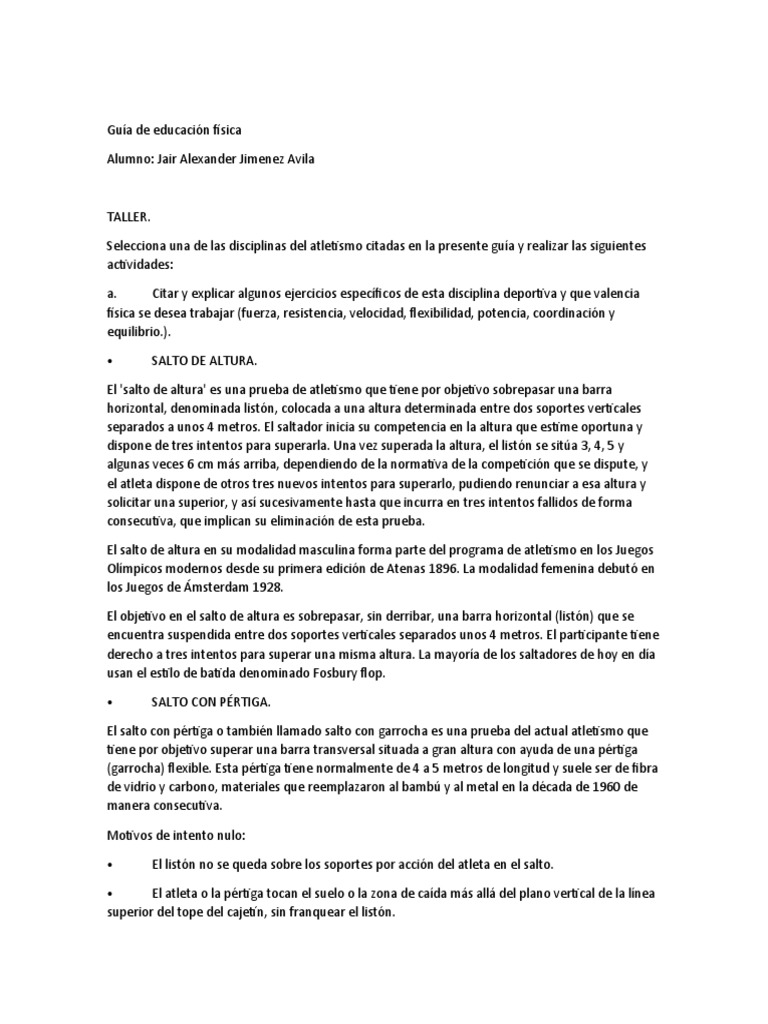 Ejercicios y disciplinas de atletismo | PDF | Deporte del atletismo ...