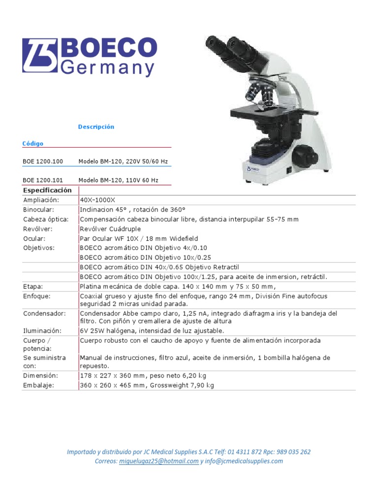 Microscopio Binocular N 120 Boeco | PDF