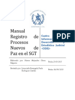 Manual Registro de Procesos Nuevos de Paz en El SGT: Centro de Información, Desarrollo y Estadística Judicial - Cidej