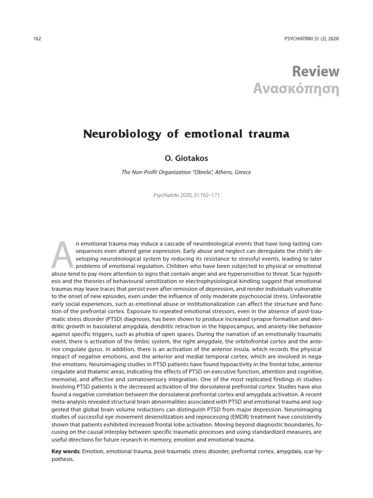 Neurobiology of Emotional Trauma | PDF | Psychological Trauma | Amygdala