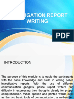 Investigation Report Writing