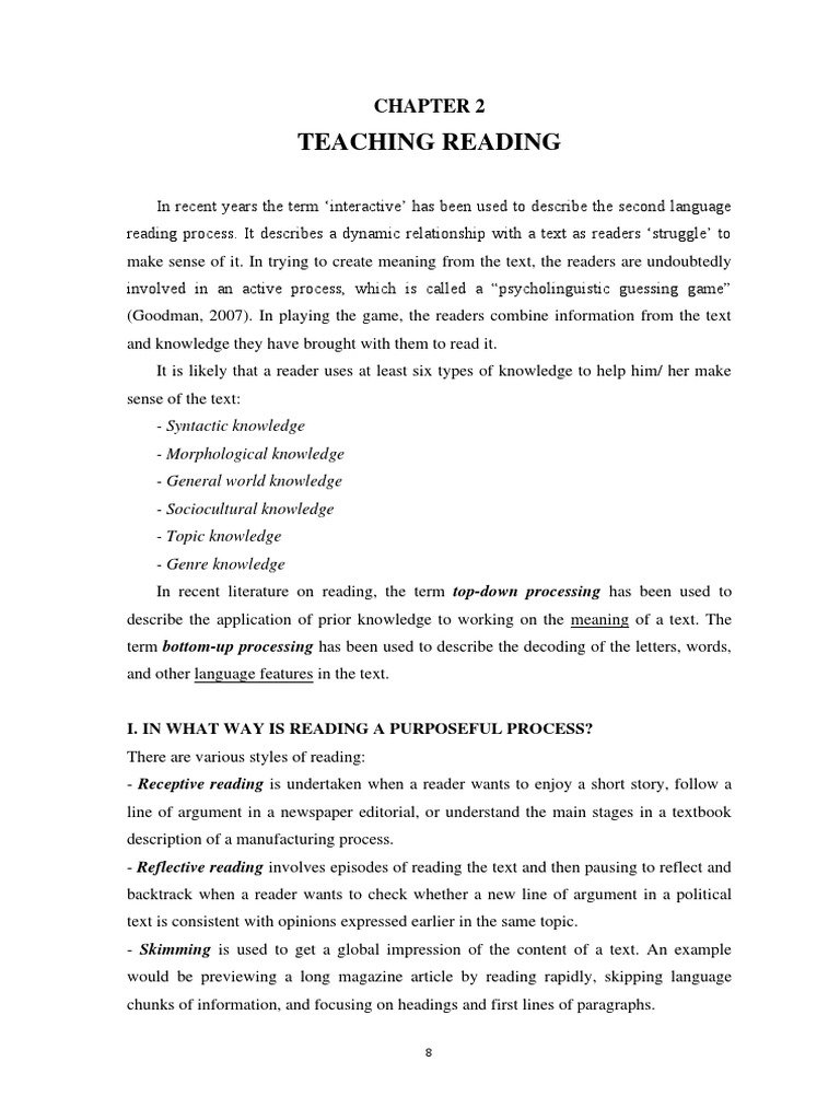 Chapter 2Teaching Reading PDF Reading Comprehension Teachers