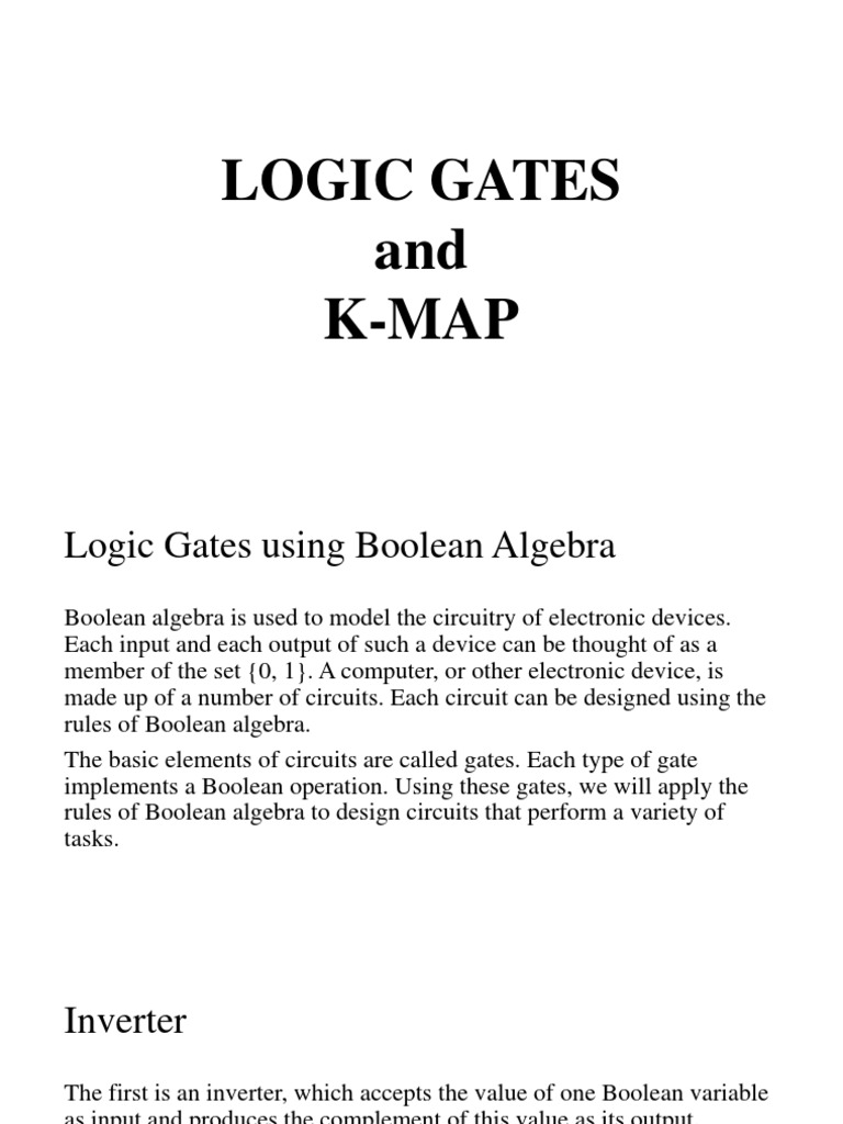 Logic Gates and KMap PDF Logic Gate Boolean Algebra