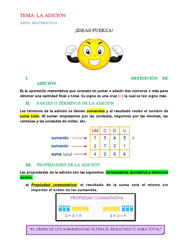 Definición y Propiedades de la Adición | PDF | Aritmética | Matemáticas