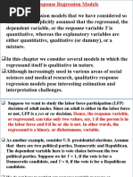 In All The Regression Models That We Have Considered So