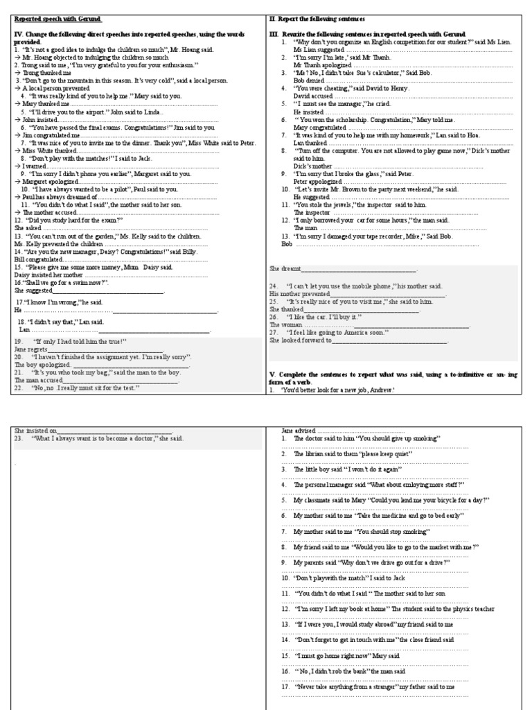 Reported - Speech - With - Gerund (G11) | PDF