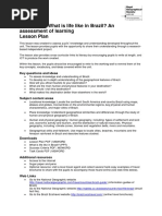 Lesson Six: What Is Life Like in Brazil? An Assessment of Learning Lesson Plan