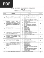 Mcqs - 404 MKT: Marketing Strategy Sem Iv