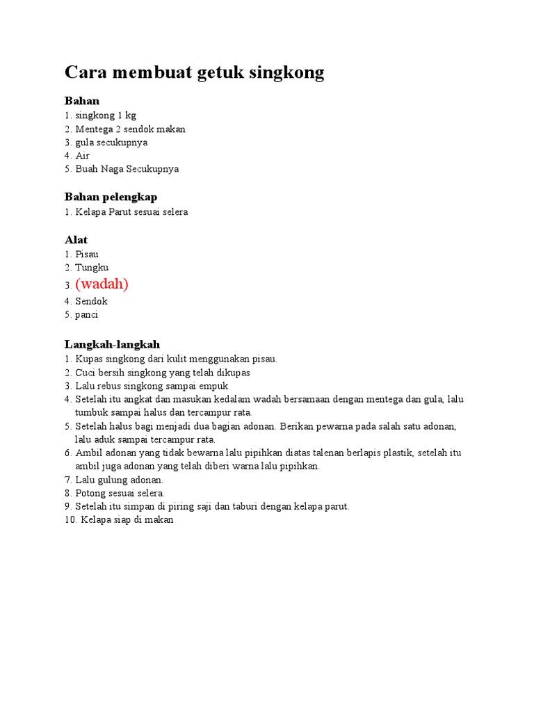 Cara Membuat Getuk Singkong | PDF