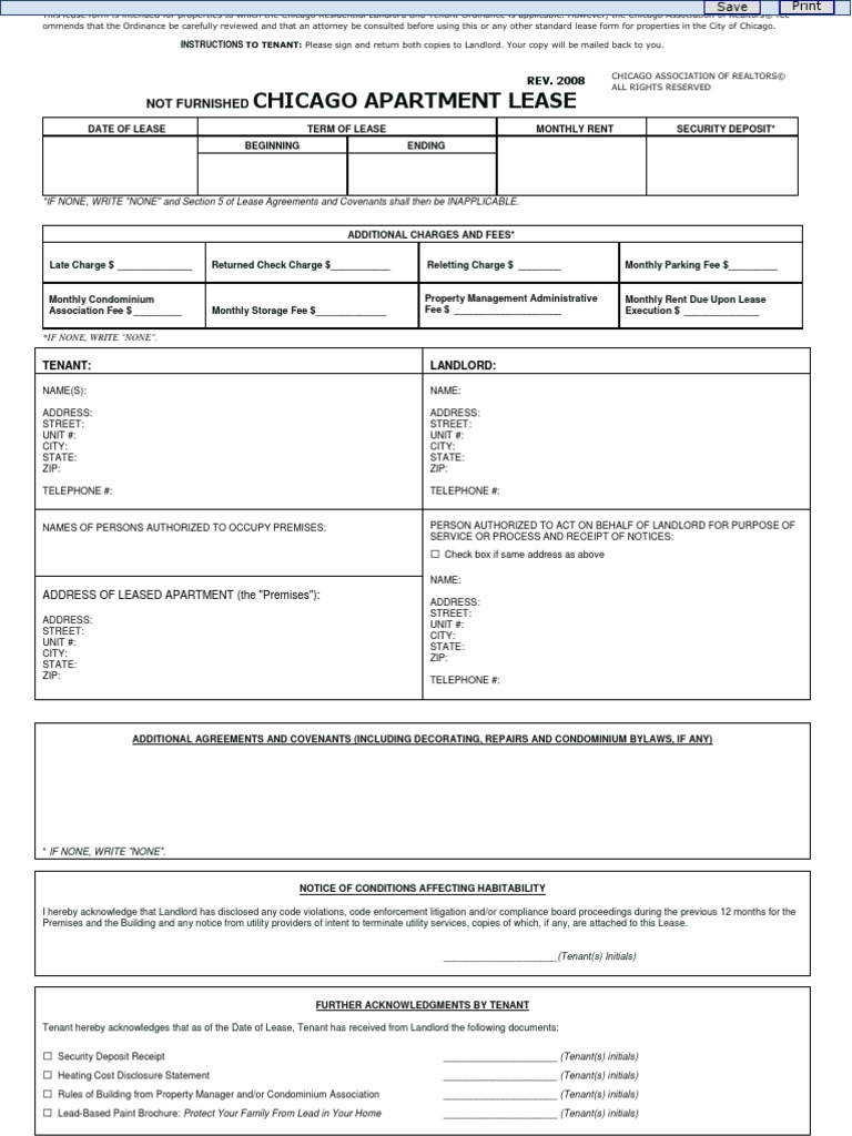 Chicago Apartment Lease PDF Lease Leasehold Estate