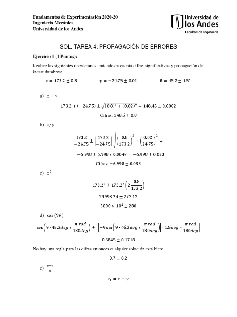 Propagación de Errores PDF Física Conceptos matemáticos