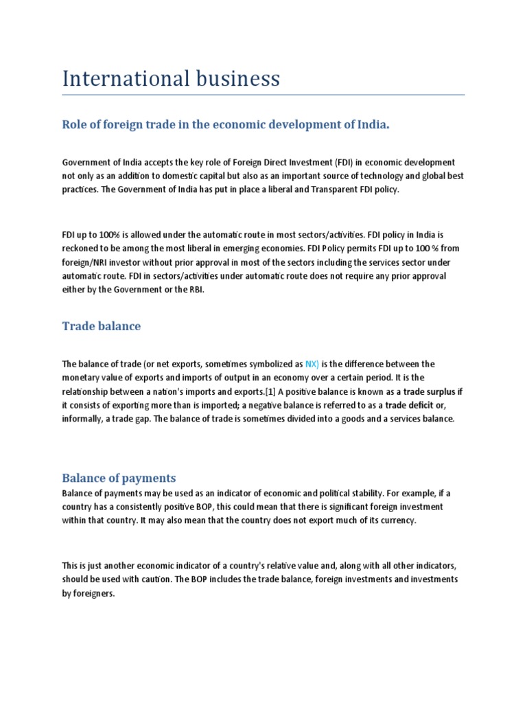 International Business | PDF | Balance Of Payments | Balance Of Trade