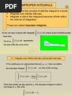 Improper Integrals: DX X F