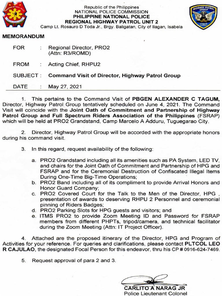 Coordinating a Command Visit and Joint Ceremony: Proposed Plans and ...