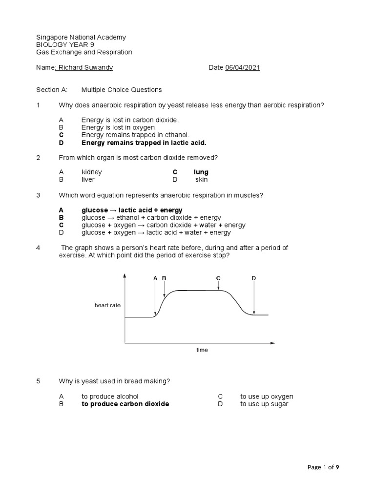 Biology Testz (BIOLOGY) | PDF | Cellular Respiration | Lung