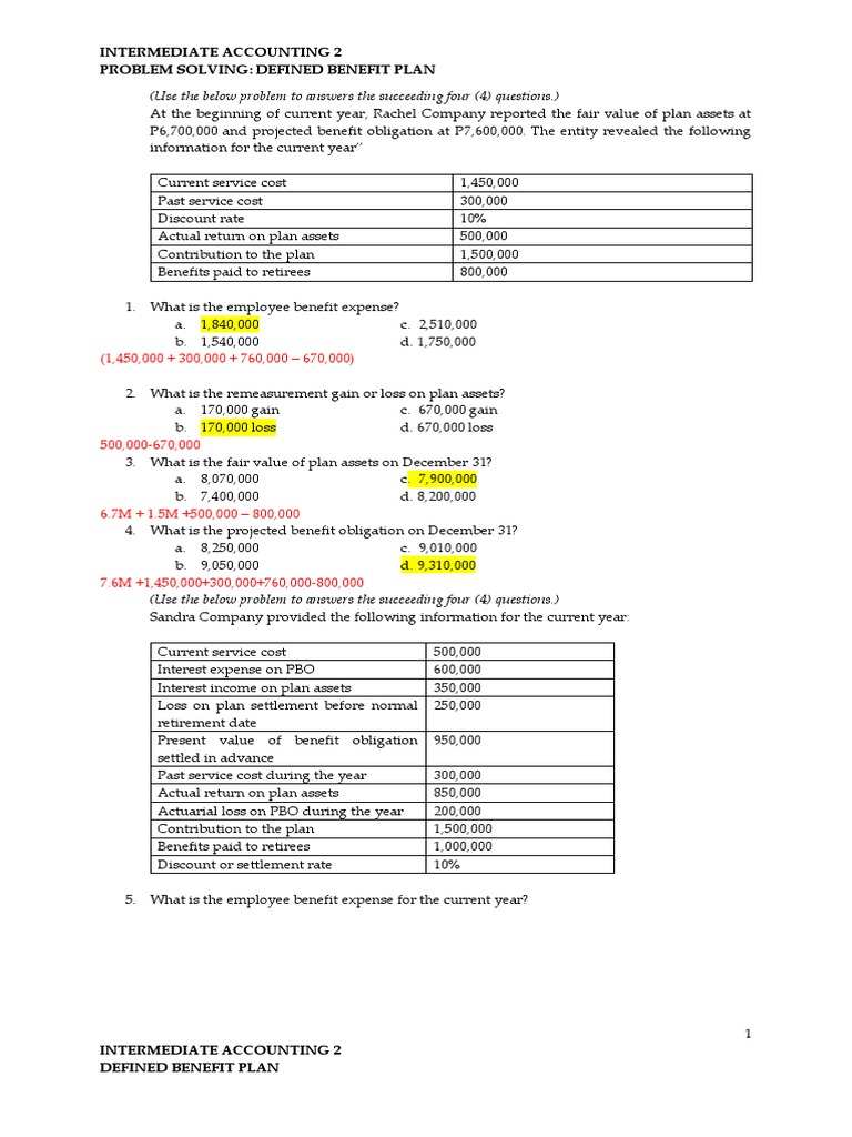 Defined Benefit Plan Accounting Analysis | PDF | Defined Benefit ...