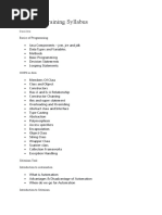 Selenium Training Syllabus: Basics of Programming