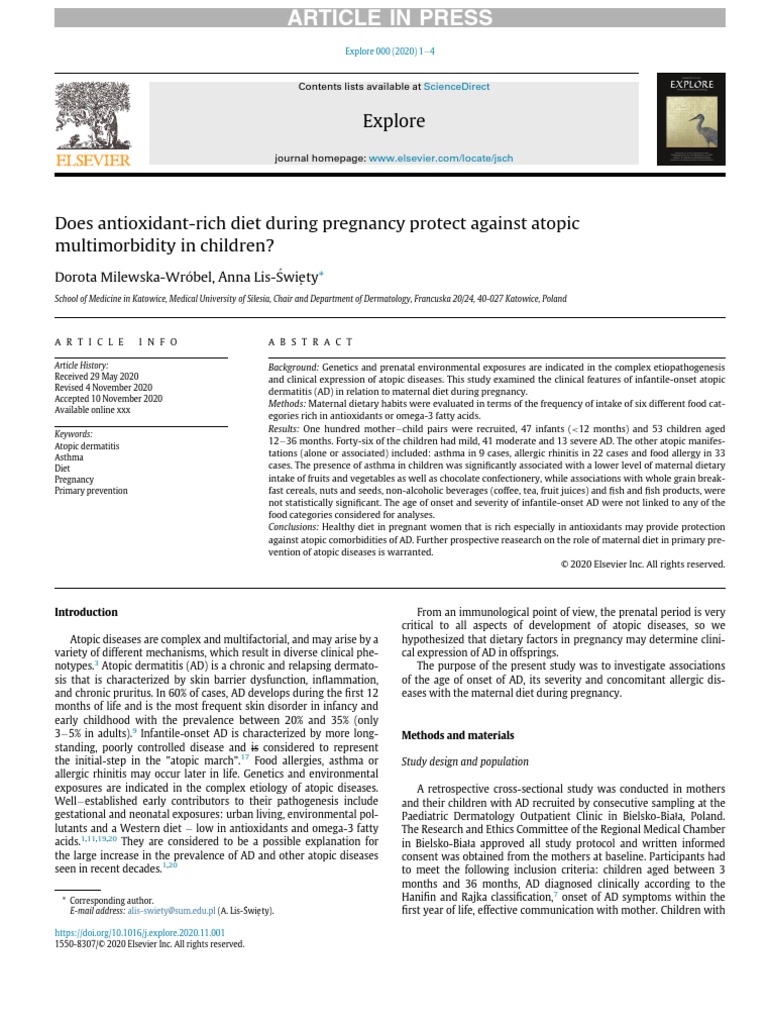 Does Antioxidant-Rich Diet During Pregnancy Protect Against Atopic in ...