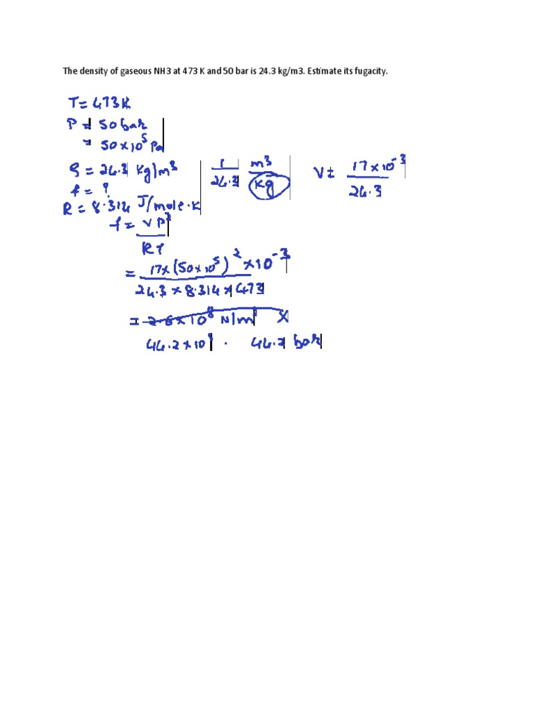 Fugacity Calculations for Gases and Liquids | PDF | Teaching Methods ...