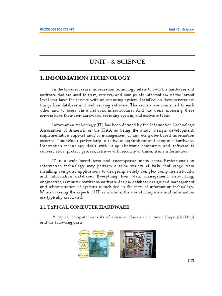 Unit - 3. Science: 1. Information Technology | PDF | Computer Network ...