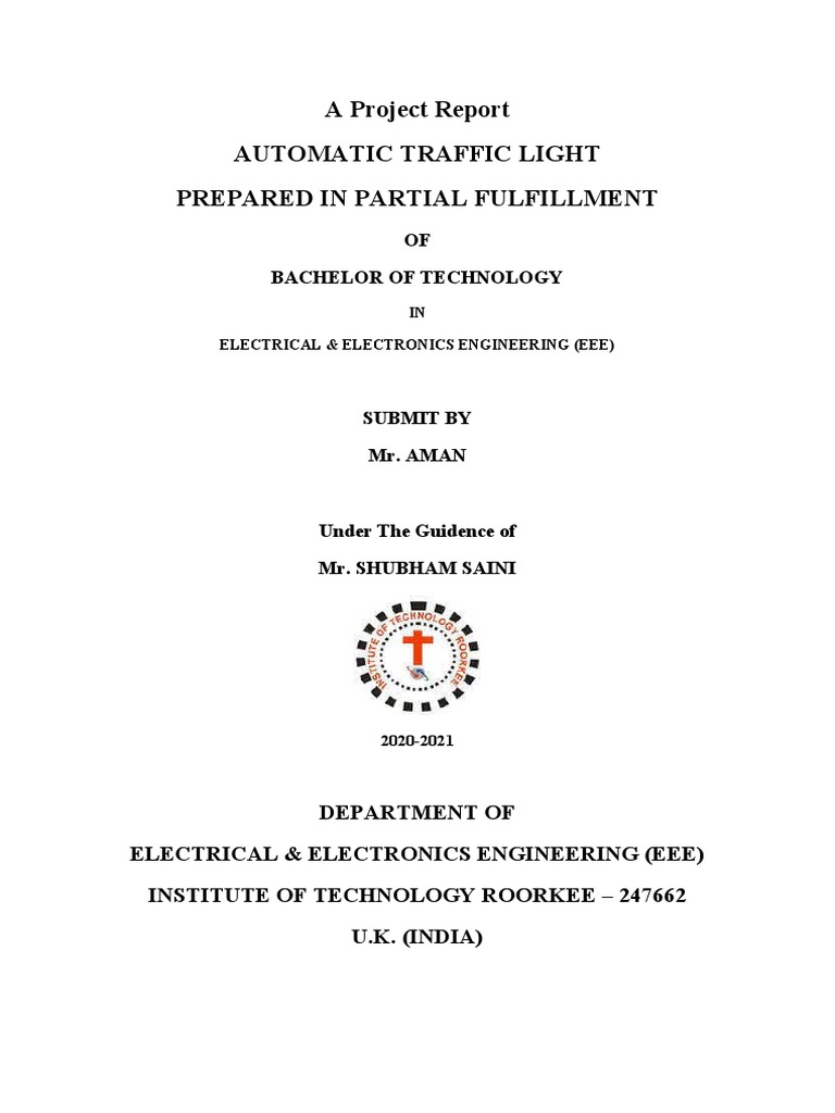 Automatic Traffic Light Project Report PDF Electrical Engineering